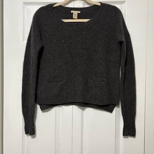 Quiet Luxury White + Warren 100% Cashmere Gray Cropped Pullover Sweater Small